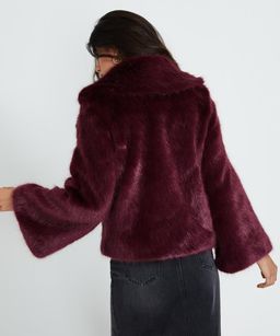 Unreal Fur Madame Butterfly Faux Fur Jacket Wine Size M for rent on The Volte - image 3