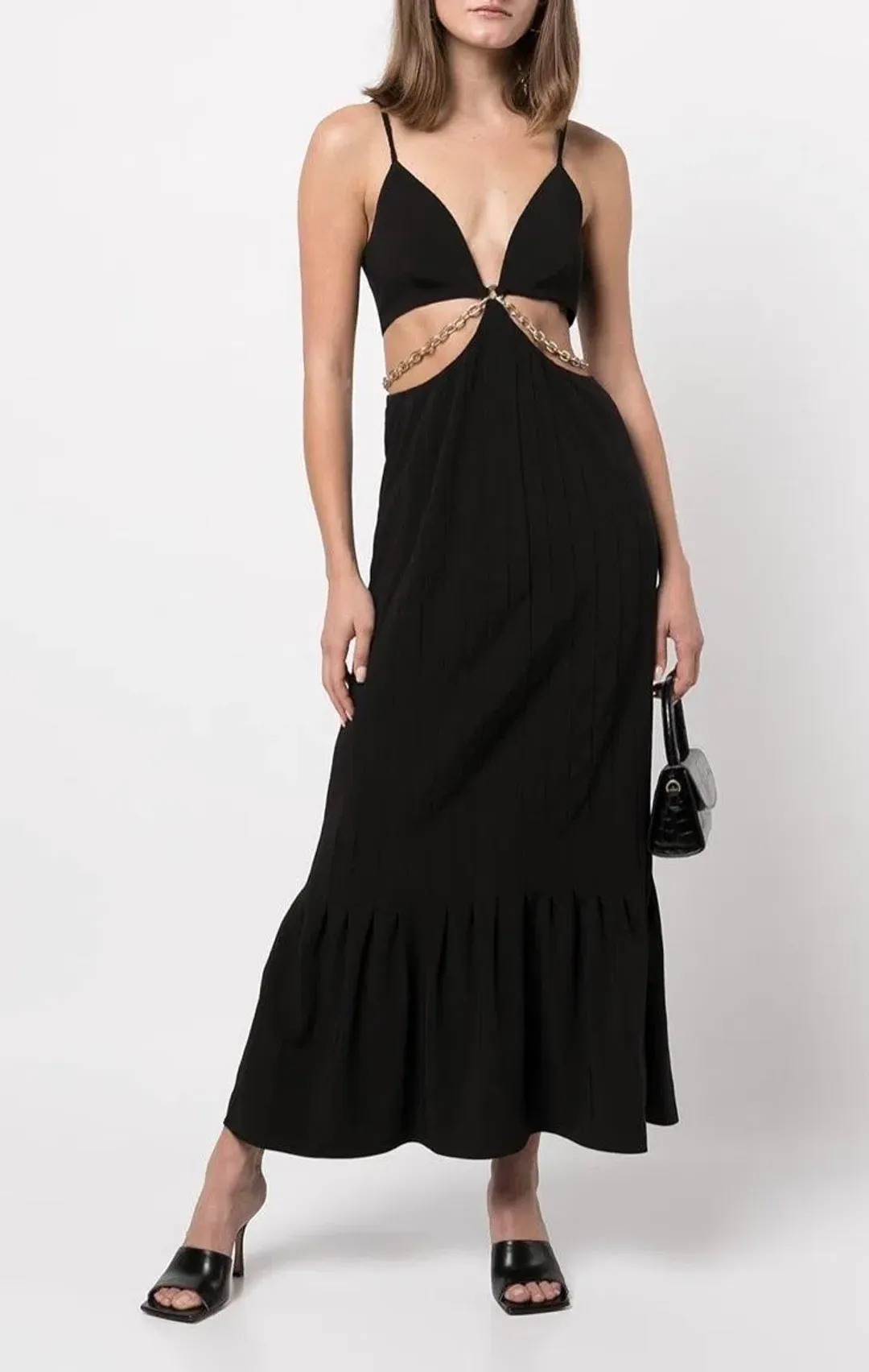 Jonathan Simkhai Lyla Chain Cut-Out Dress Black Size 4 for rent on The Volte - main image