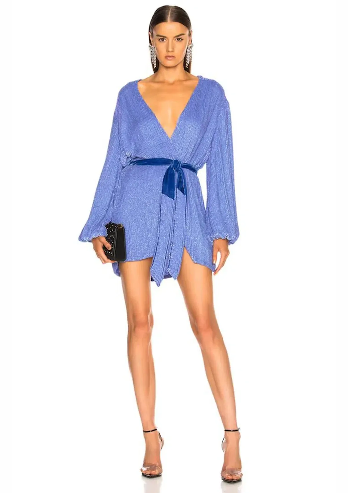 Retrofete Gabrielle Robe Mini Dress Purple Sequin Size 8 for rent on The Volte - main image