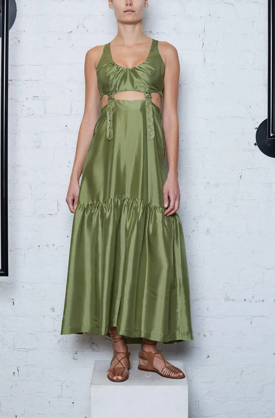 KITX Suspended Dress Moss Green Size 10 for rent on The Volte - main image