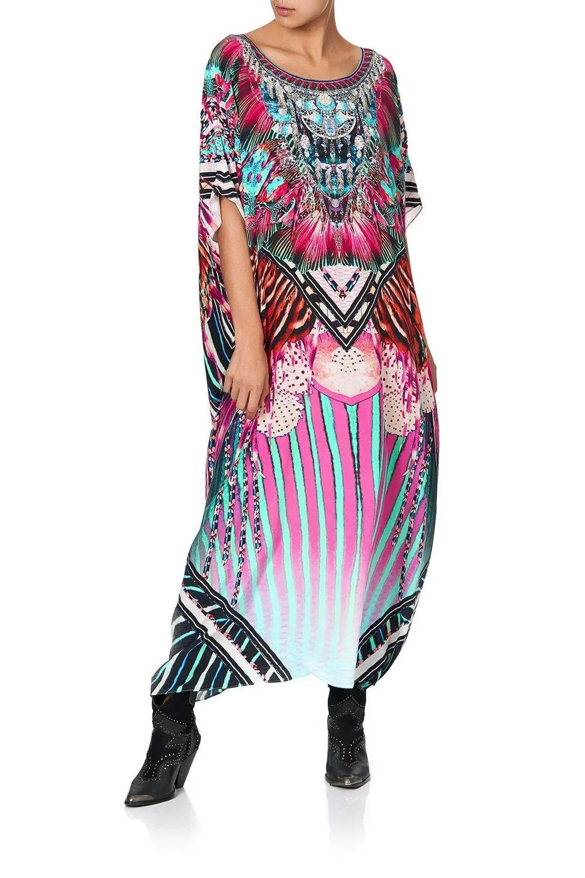 Camilla Rainbow Eyes Round Neck Kaftan One Size for rent on The Volte - main image