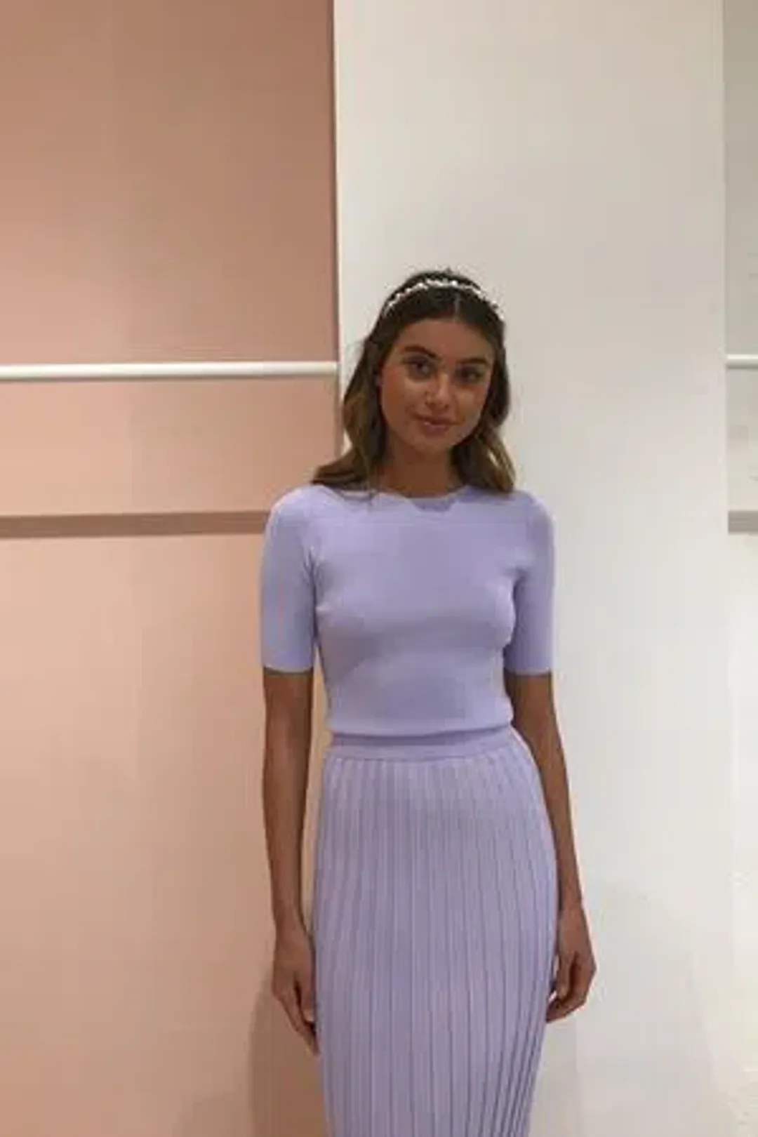 Bec & Bridge Eden Top & Midi Skirt Set Lilac Size 6 for rent on The Volte - main image