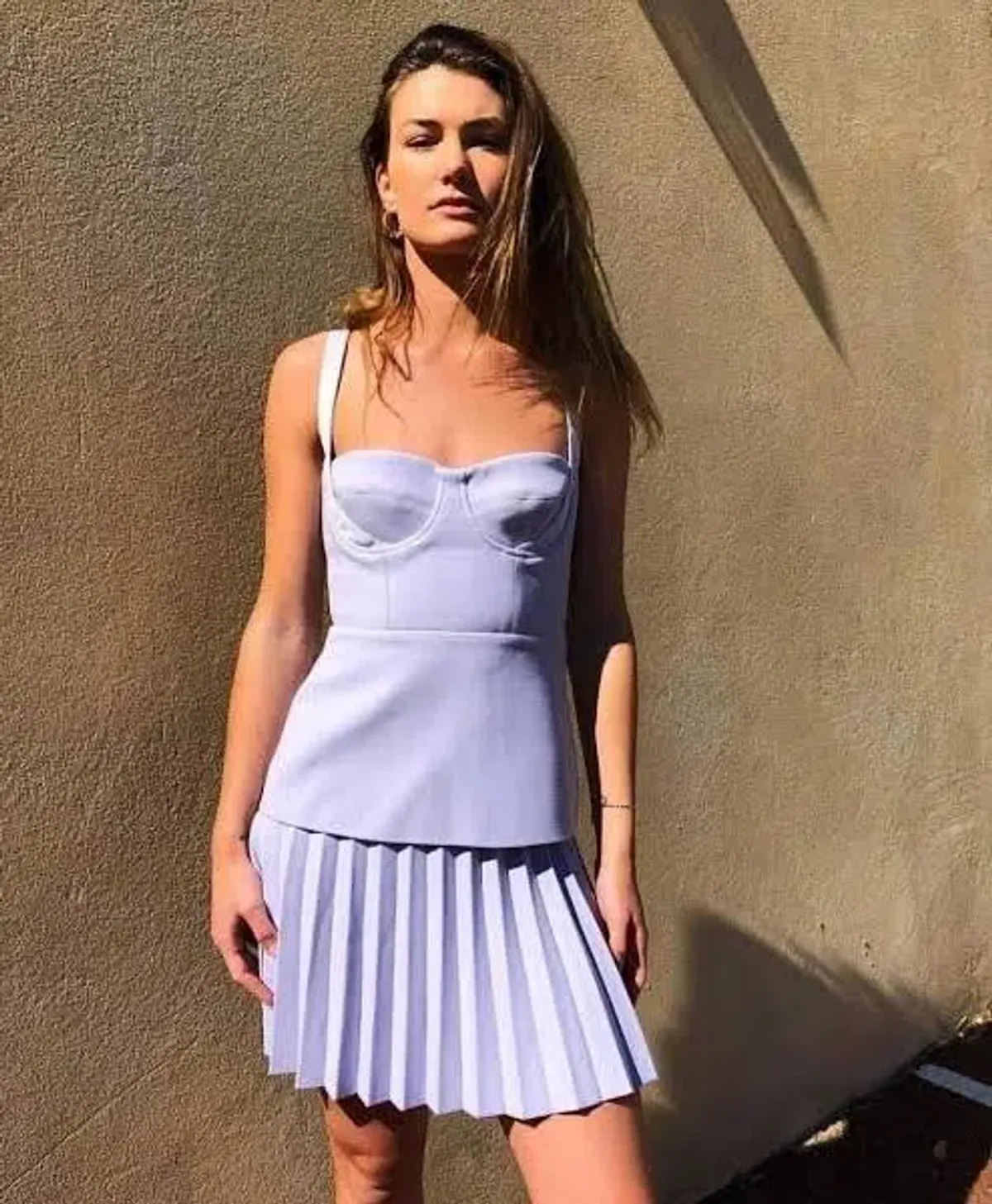 Dion Lee Bustier Pleated Mini Dress - Lilac  for rent on The Volte - main image