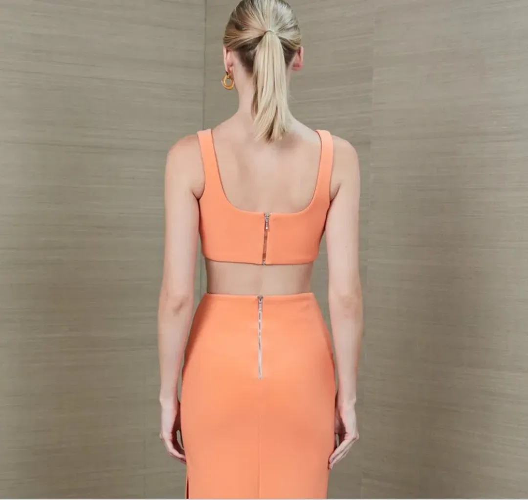 Bec & Bridge Clover Crop Top Nectarine Size AU 10 for rent on The Volte - main image