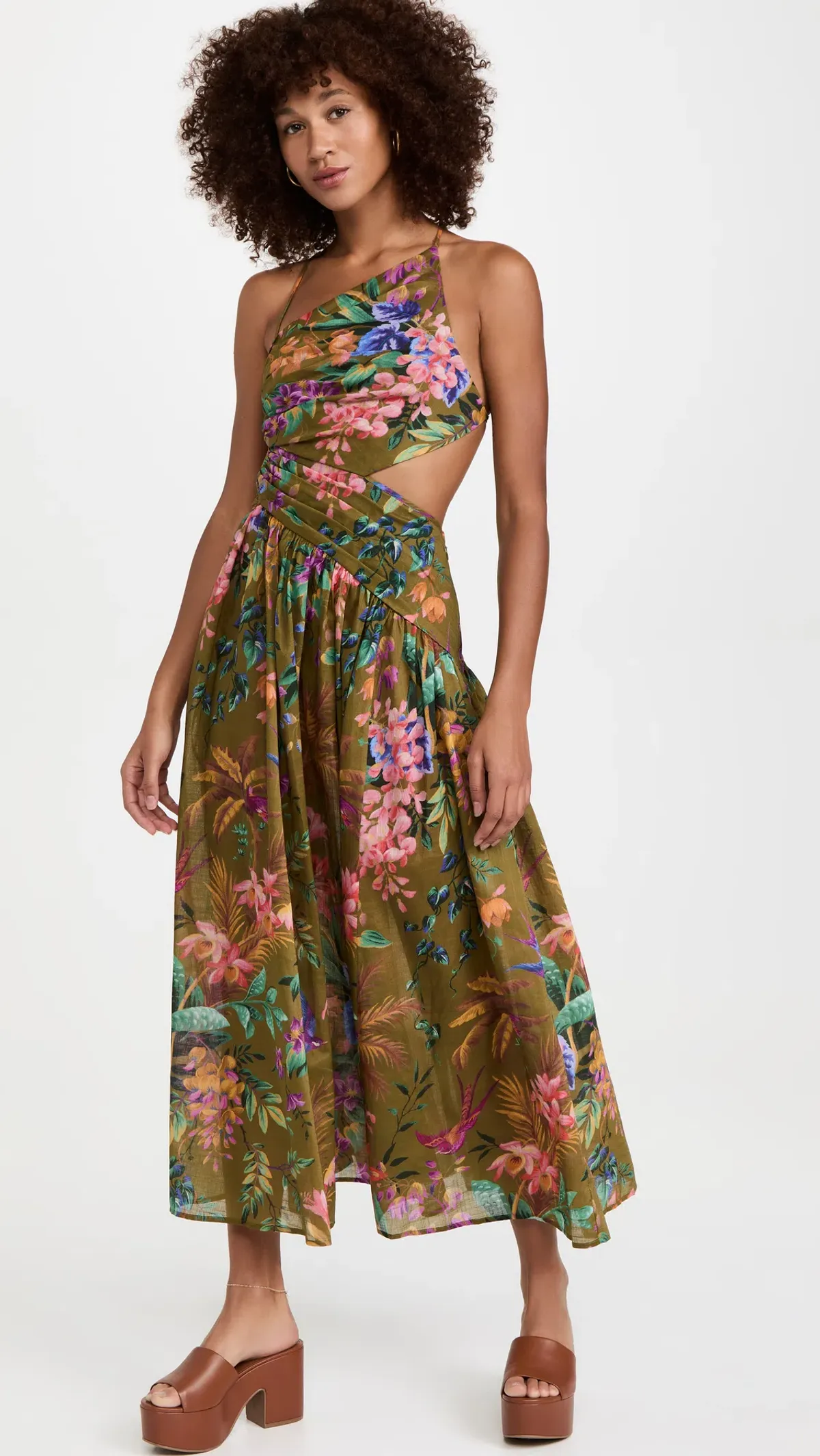 Zimmermann Tropicana Asymmetric Midi Dress Print Size 0  for rent on The Volte - main image