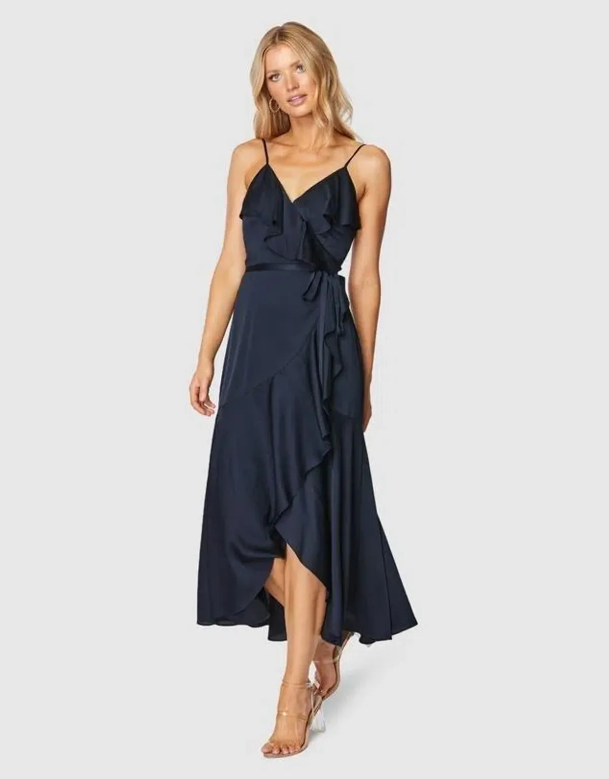 Pilgrim Cindy Midi Dress Size 12 Navy Blue for rent on The Volte - main image