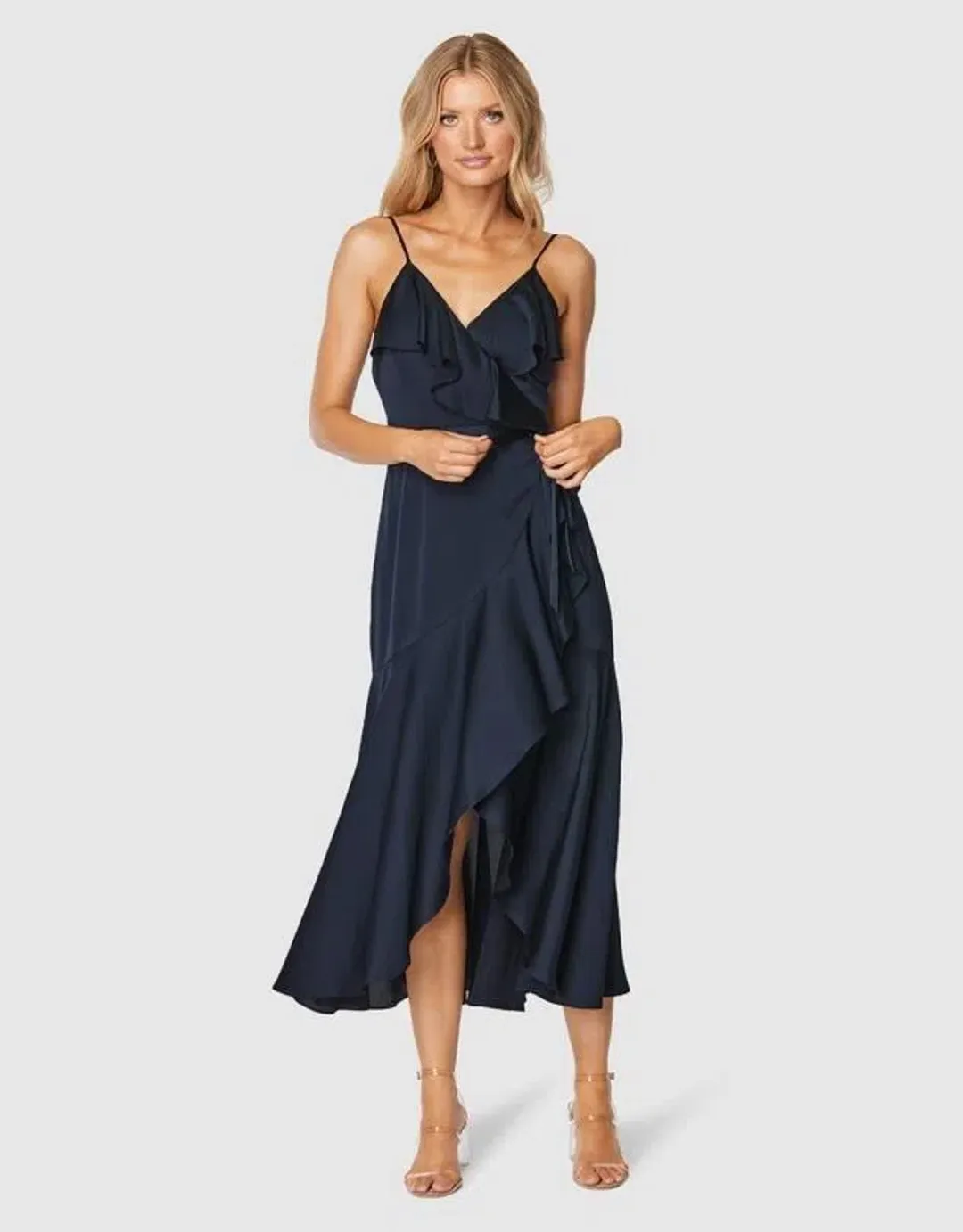 Pilgrim Cindy Midi Dress Size 12 Navy Blue for rent on The Volte - main image