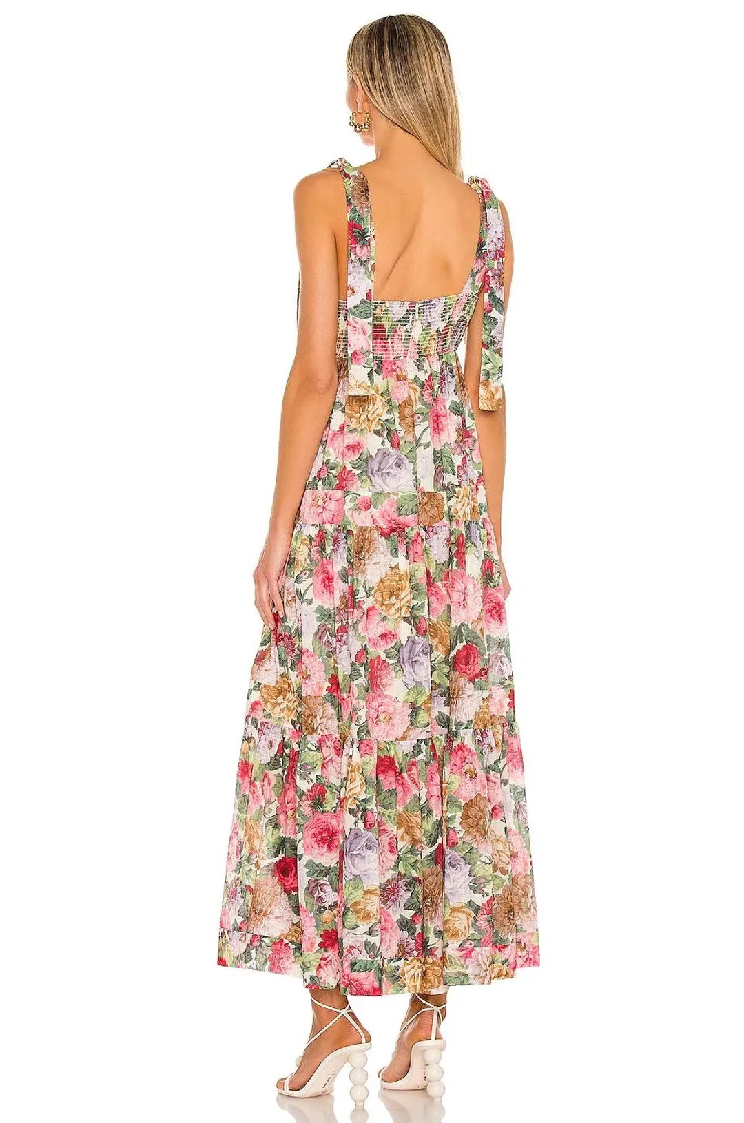 Zimmermann Mae Tie Shoulder Dress Rose Floral Size 16 for rent on The Volte - main image