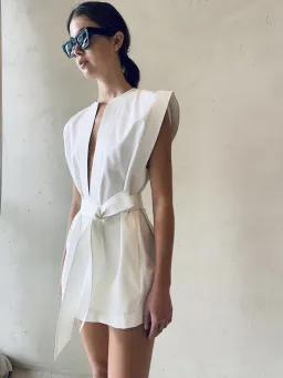 Wardrobe NYC Mini Kaftan Dress White Size 8/S for rent on The Volte - image 3