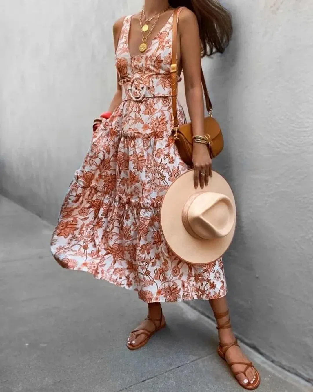 Shona Joy Carolina Tiered Midi Dress for rent on The Volte - main image