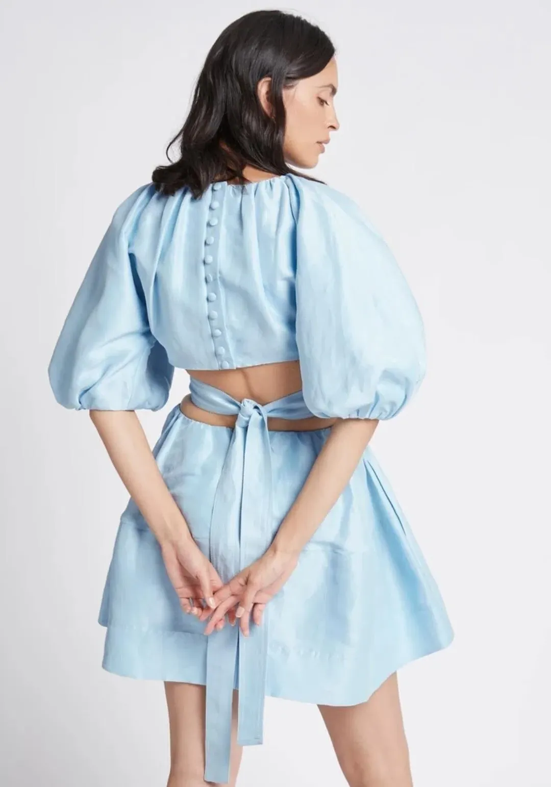 Aje Psychedelia Cut Out Mini Dress Pale Blue Size 4  for rent on The Volte - main image