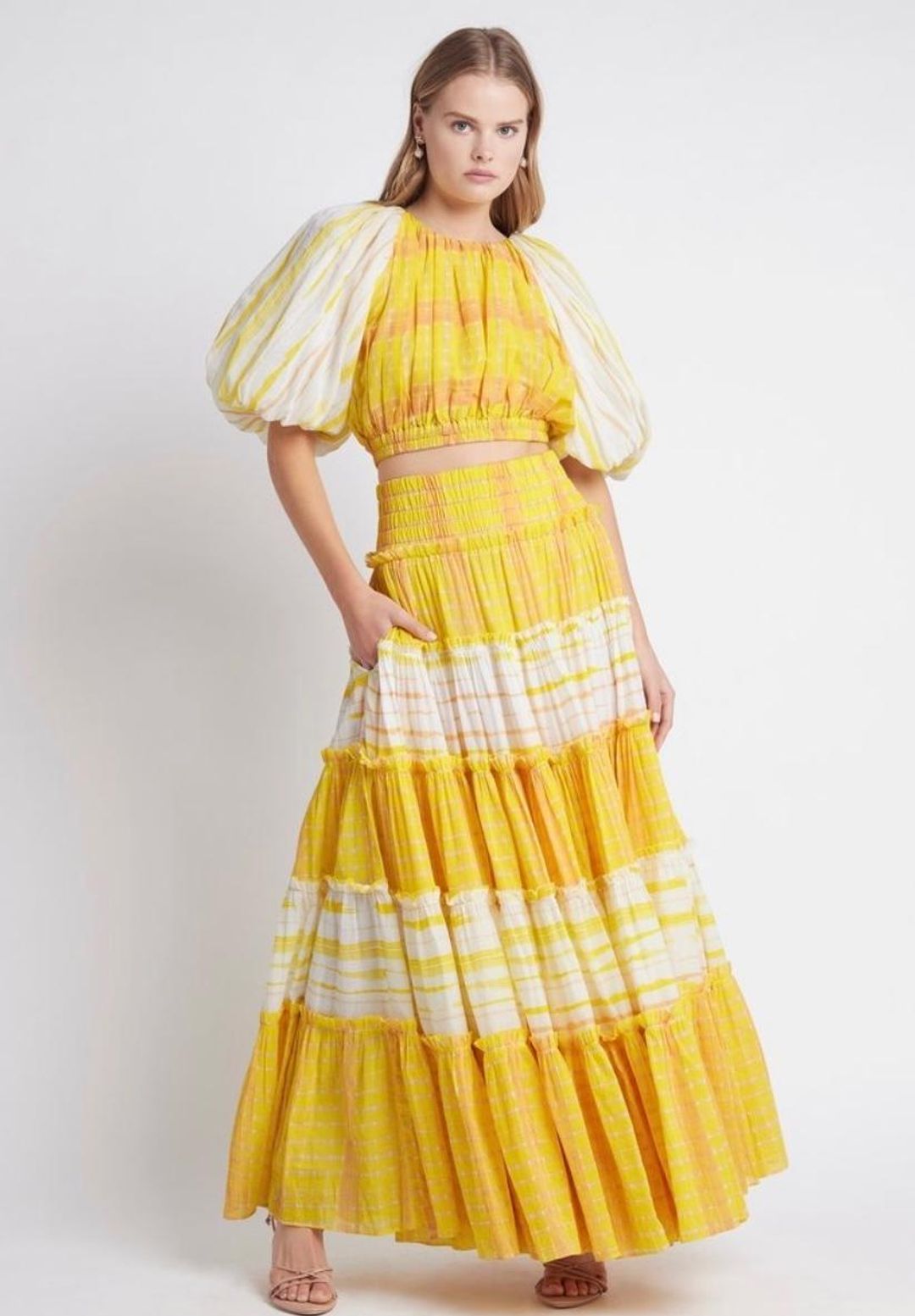 Aje Wilderness Tiered Cotton Maxi Skirt Size 8  for rent on The Volte - main image