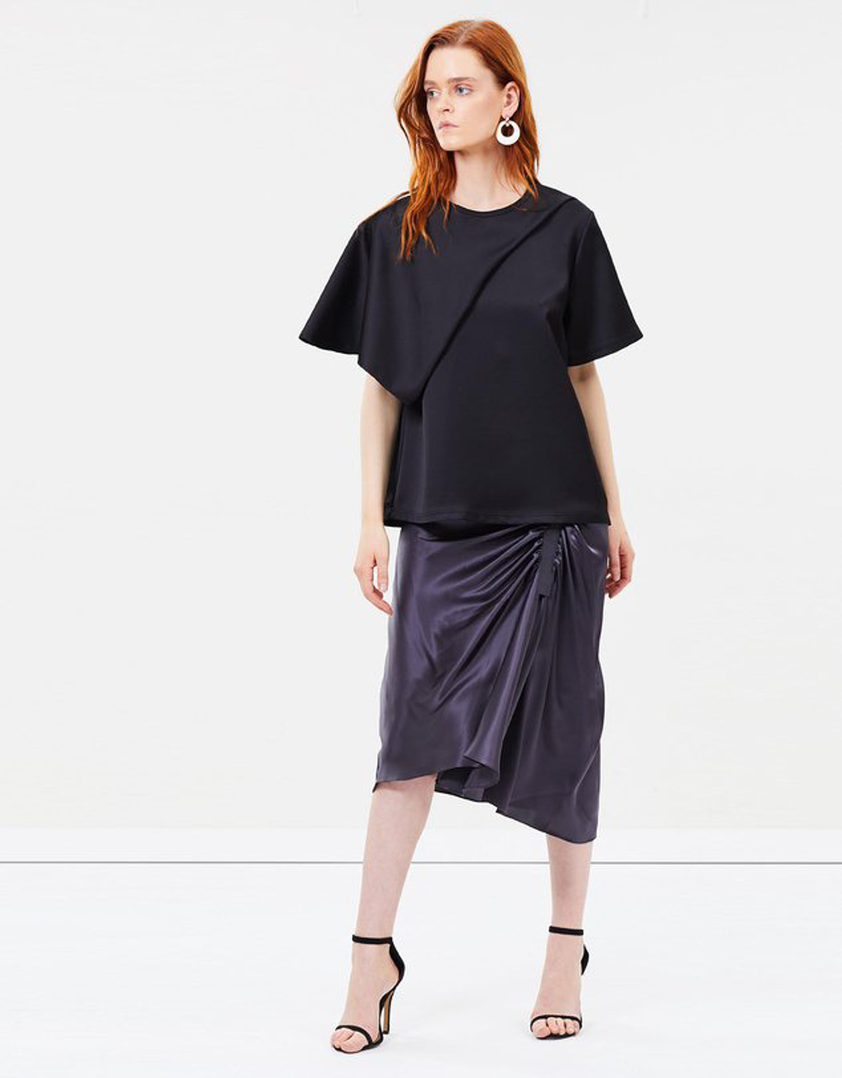 Christopher Esber Incline Taped Gathered Skirt Black Size 8 for rent on The Volte - main image