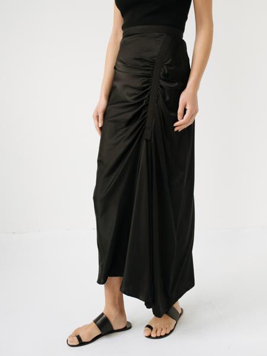 Christopher Esber Incline Taped Gathered Skirt Black Size 8 for rent on The Volte - main image