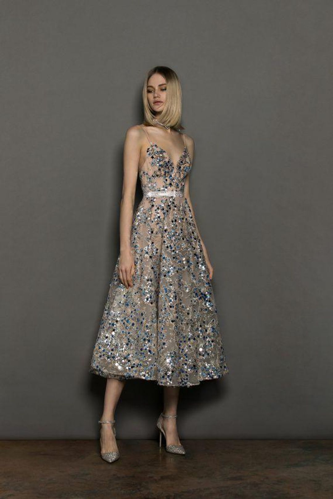 Bronx and Banco Midnight Silver Gown Midi- Small for rent on The Volte - main image