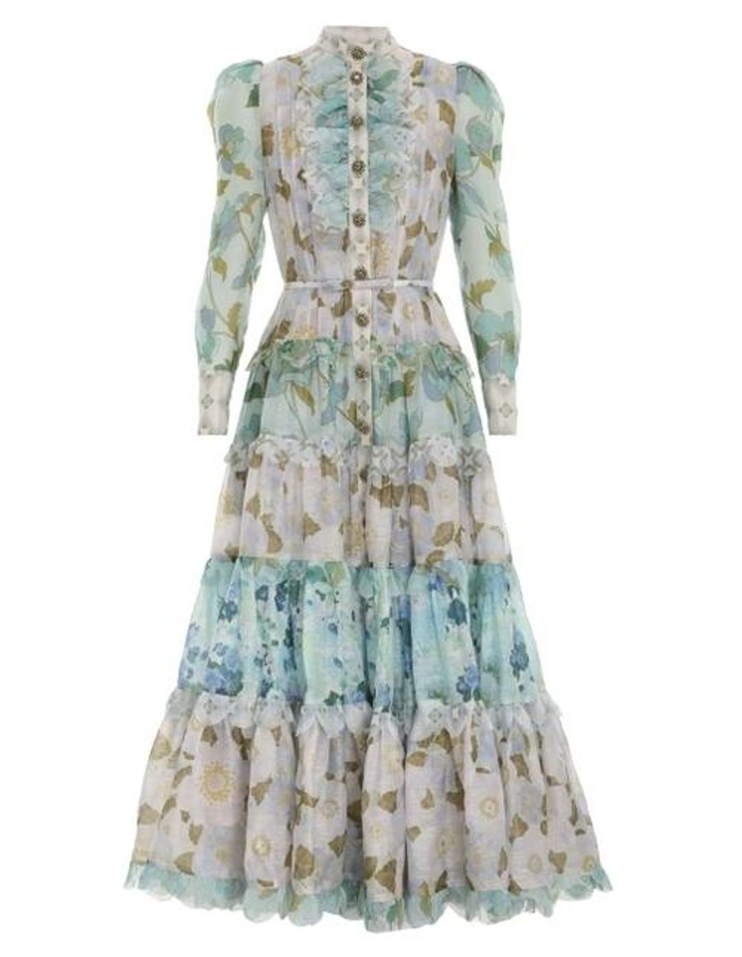 Zimmermann Rhythm Scalloped Dress Mint Mixed Print Size 0 / AU 8 for rent on The Volte - main image
