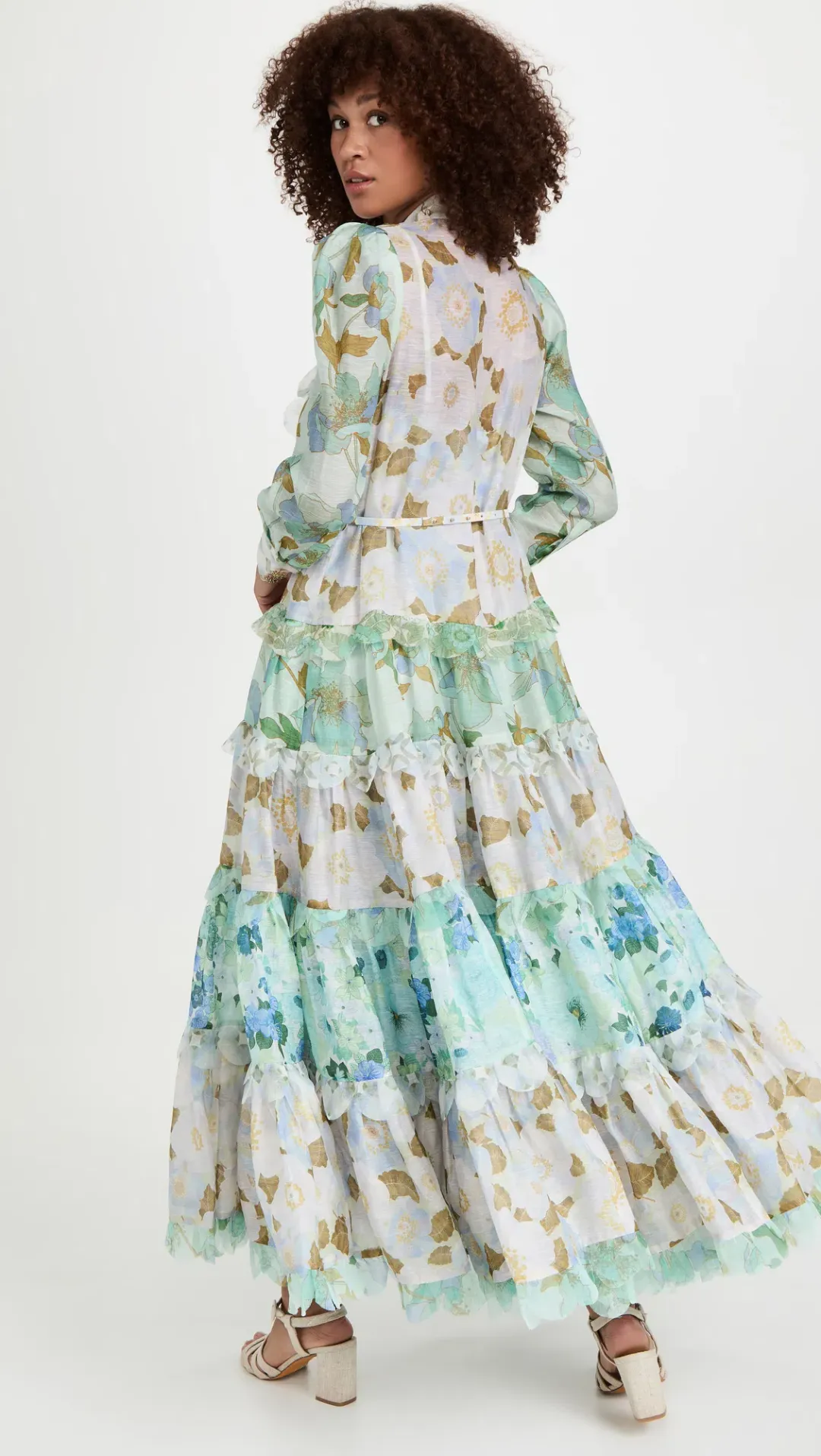 Zimmermann Rhythm Scalloped Dress Mint Mixed Print Size 0 / AU 8 for rent on The Volte - main image