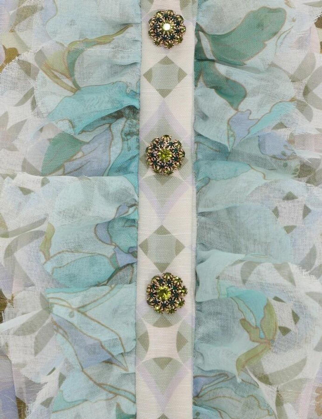 Zimmermann Rhythm Scalloped Dress Mint Mixed Print Size 0 / AU 8 for rent on The Volte - main image