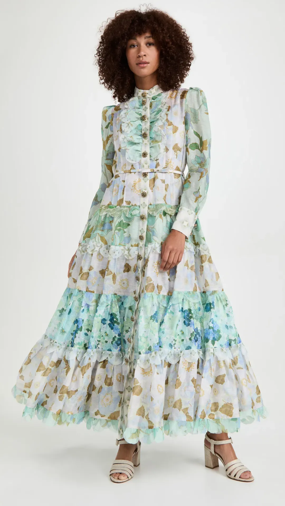 Zimmermann Rhythm Scalloped Dress Mint Mixed Print Size 0 / AU 8 for rent on The Volte - main image