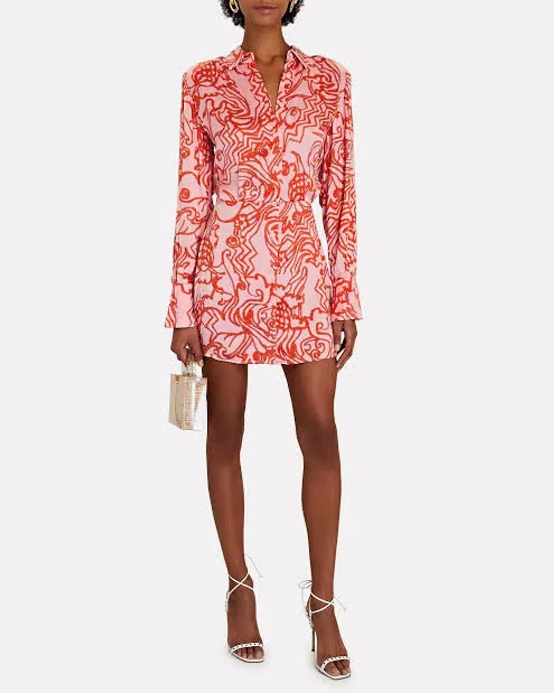 Alexis Vermillion Silk Shirt Mini Dress Size 6 for rent on The Volte - main image