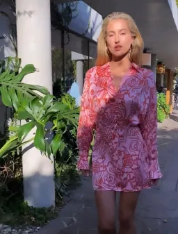 Alexis Vermillion Silk Shirt Mini Dress Size 6 for rent on The Volte - image 1