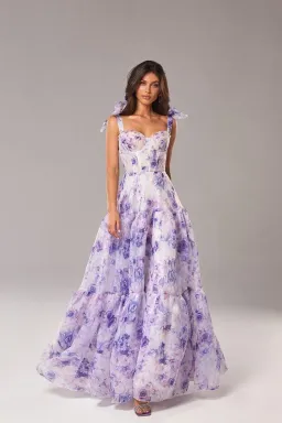Milla Tie Strap Maxi Dress with Delicate Pastel Floral Print Size M for rent on The Volte - image 1