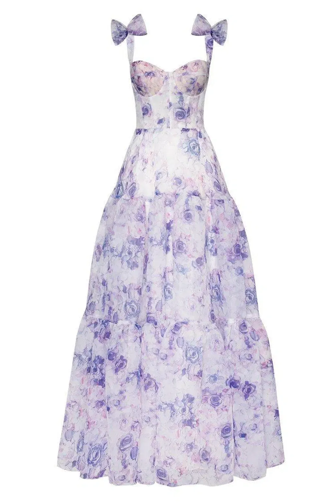 Milla Tie Strap Maxi Dress with Delicate Pastel Floral Print Size M for rent on The Volte - main image