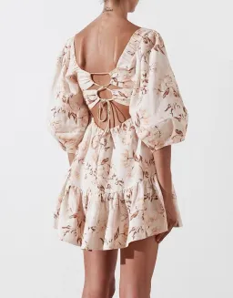 Shona Joy Roxanne Linen Open Back Mini Dress Floral Size 10 for rent on The Volte - image 3