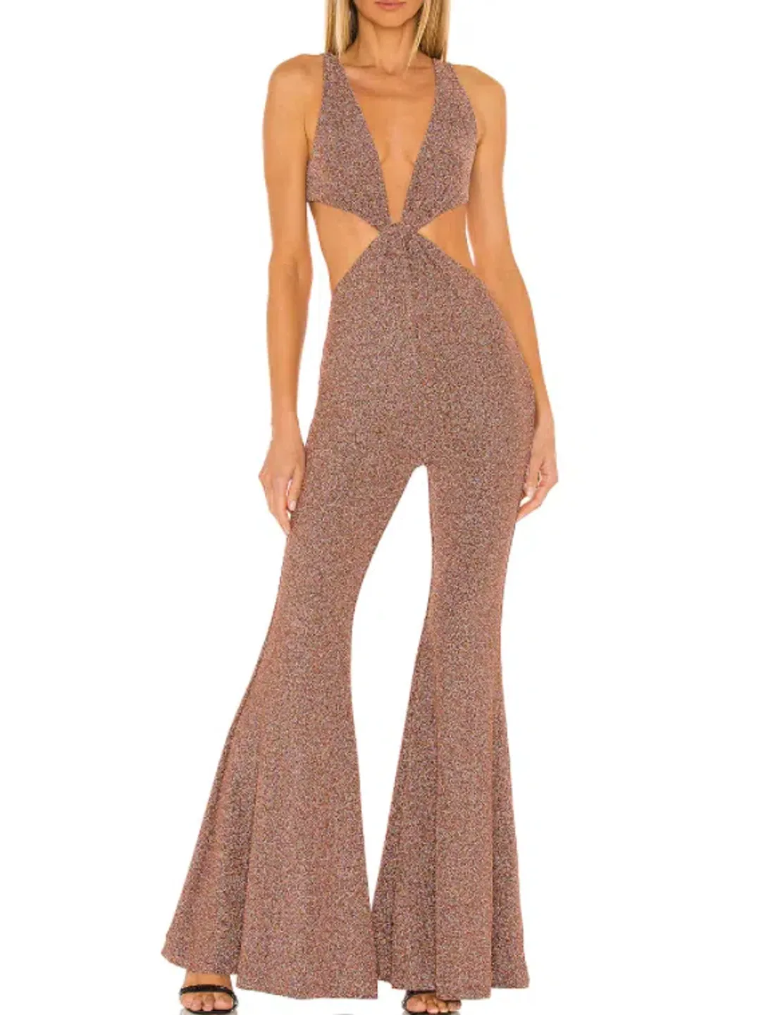 Natalie Rolt Nadia Jumpsuit - Metallic Bronze for rent on The Volte - main image