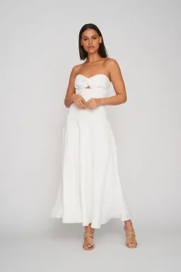 Penelope Strapless Midi Dress White for rent on The Volte - image 1