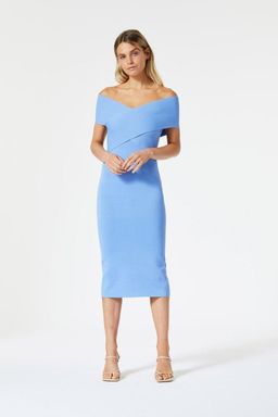 San Sloane Crossover Midi Dress Cornflower Blue Size XS for rent on The Volte - image 1