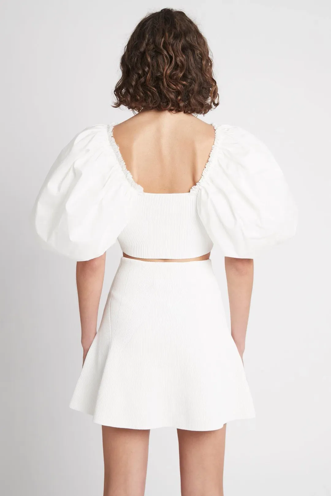 Aje Casa Puff Sleeve Knit Top Ivory Size XS for rent on The Volte - main image