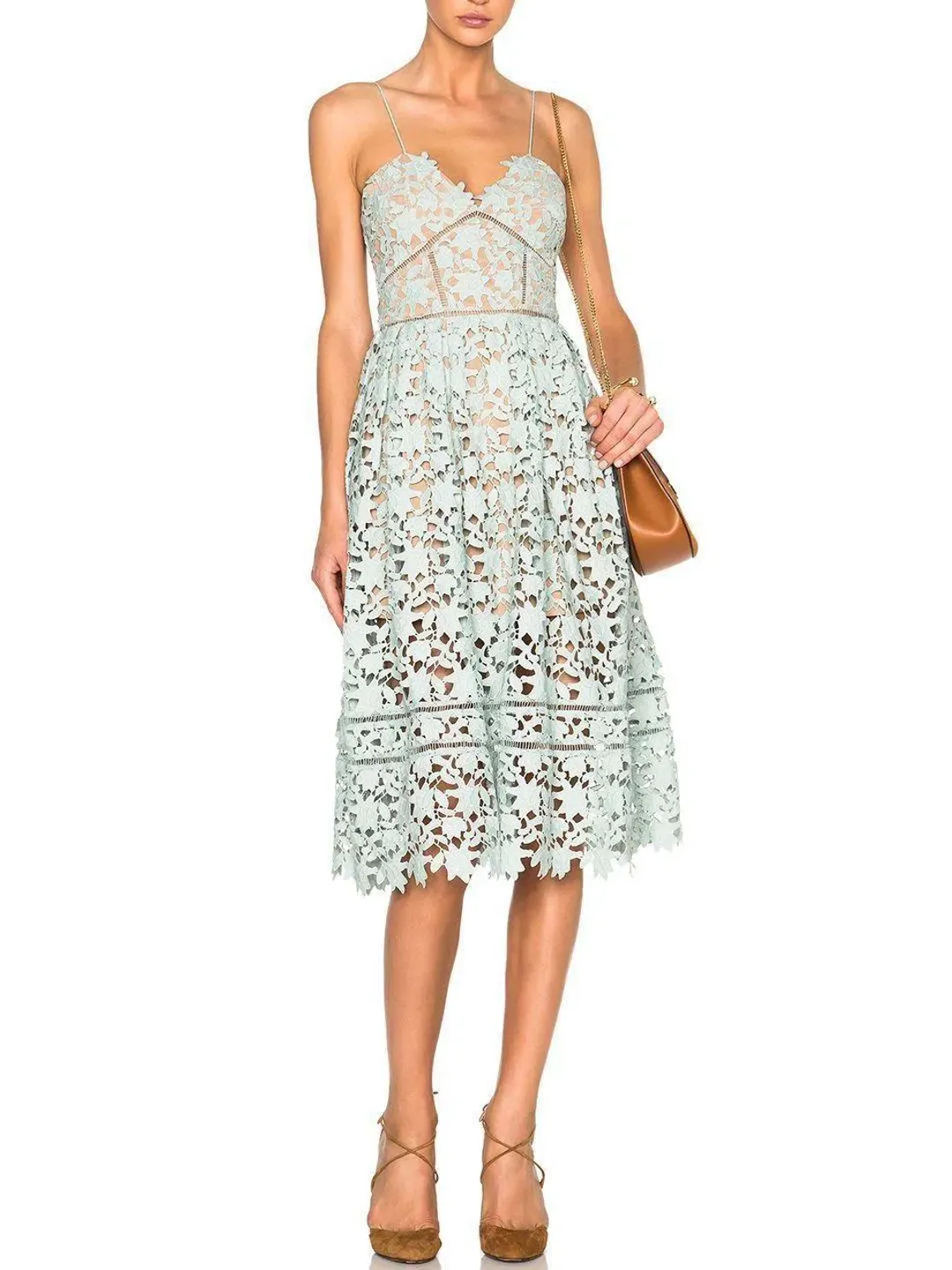 Self Portrait Azaela Midi Dress Mint Size 8 for rent on The Volte - main image