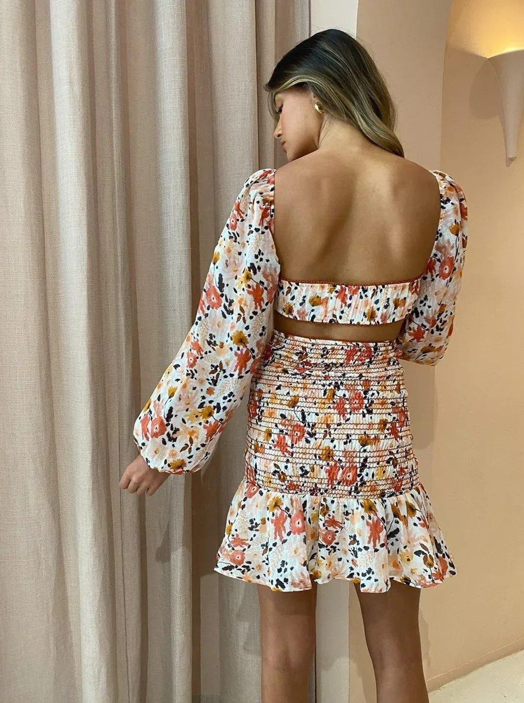 New Romantics Long Sleeve Mini Dress Print Size 6 for rent on The Volte - main image