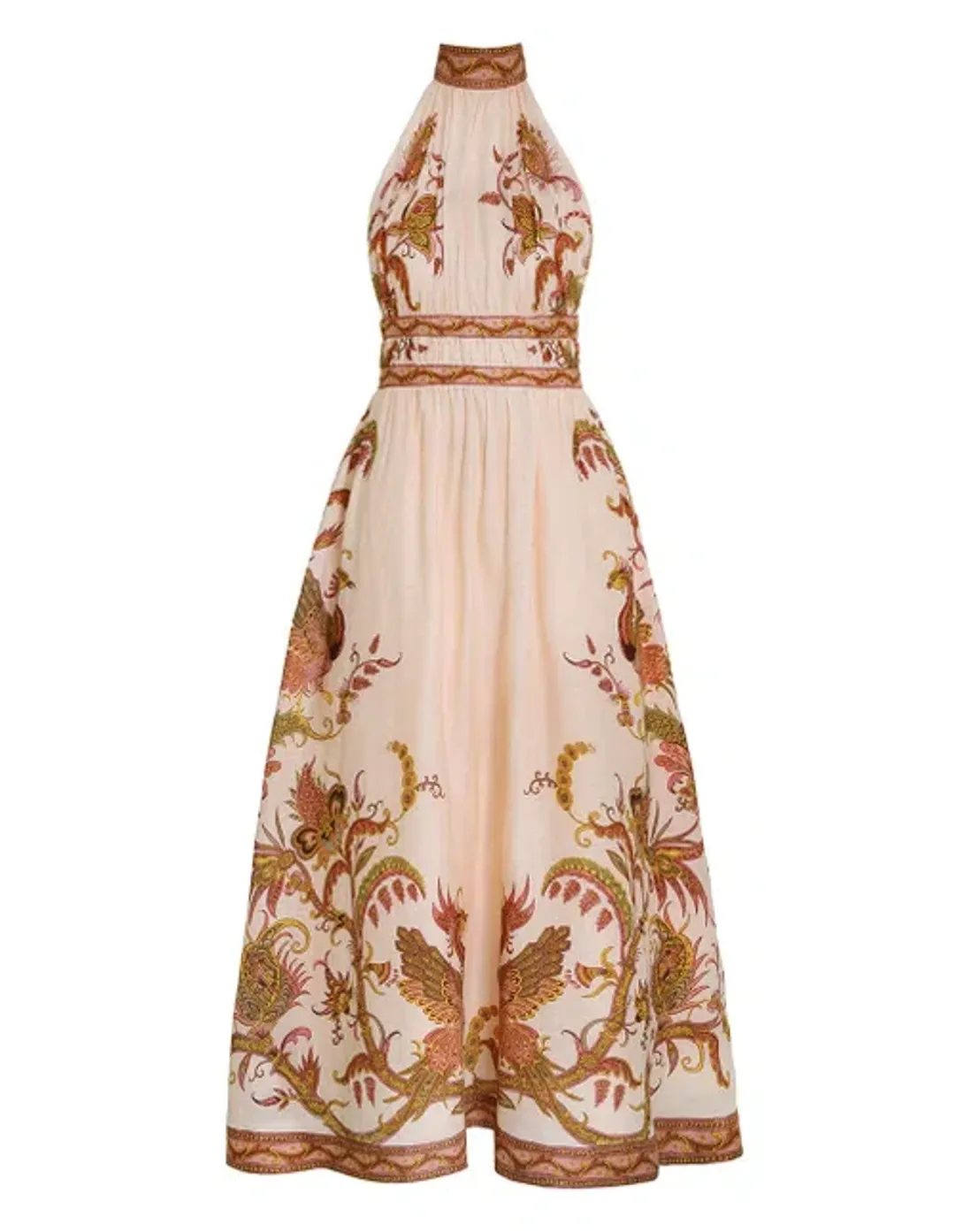 Zimmerman Cassia Halter Bow Midi Dress Print Size 6-8 for rent on The Volte - main image