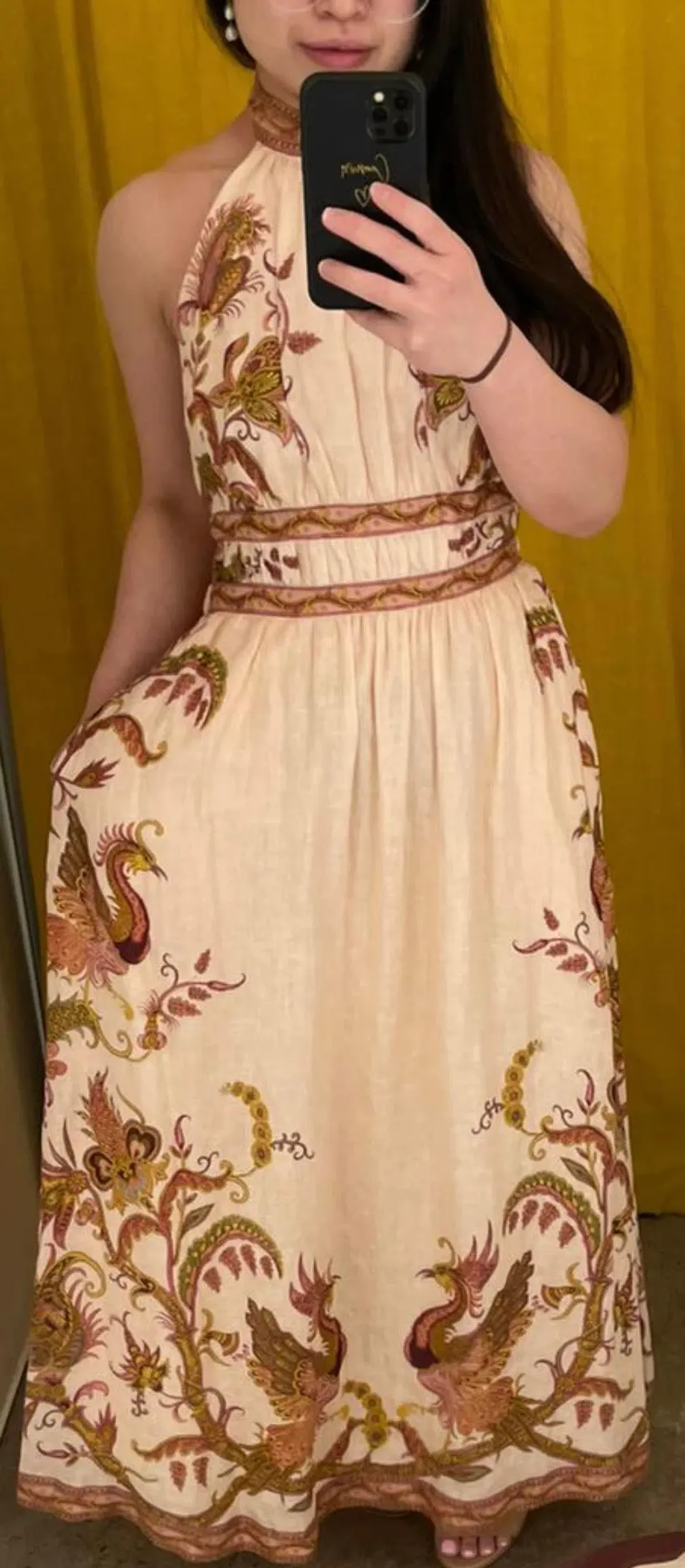 Zimmerman Cassia Halter Bow Midi Dress Print Size 6-8 for rent on The Volte - main image