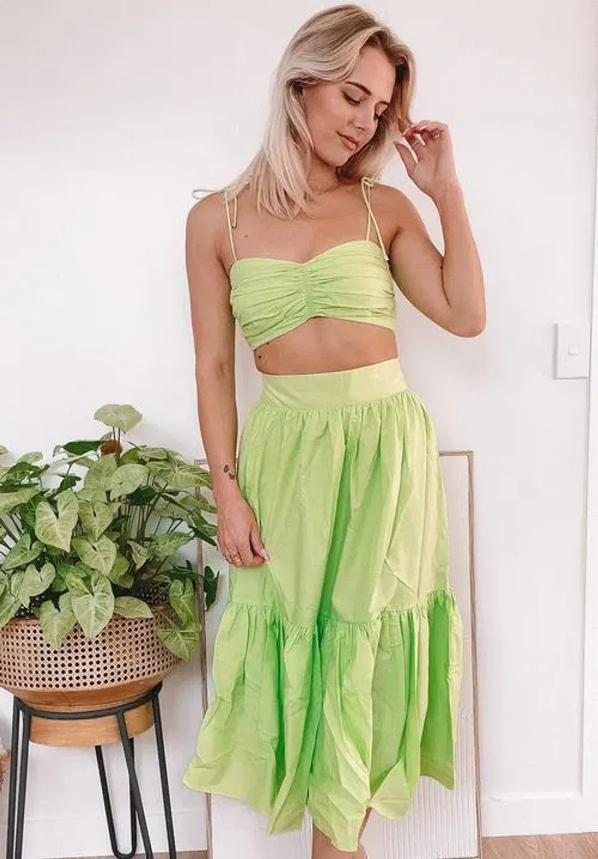 Steele - Green Fields Set (Austin Skirt & Cameron Bustier) for rent on The Volte - main image