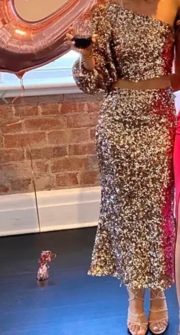 Shona Joy Faye Sequin Skirt Gold Size 8  for rent on The Volte - image 4