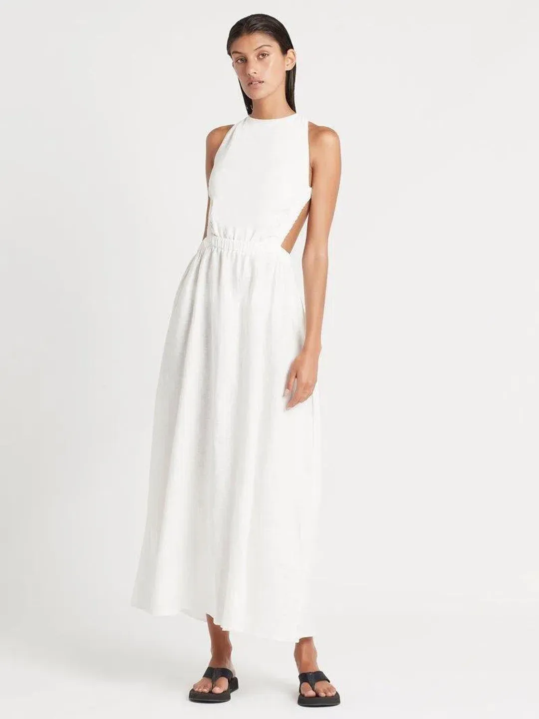 Sir the Label Alena Linen Maxi Dress White Size 8 for rent on The Volte - main image
