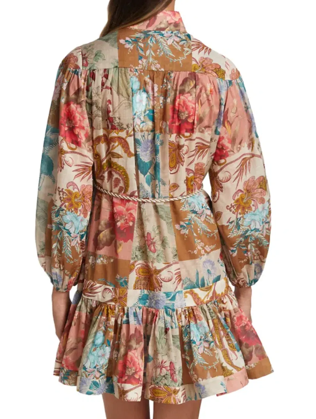 Zimmermann Cassia Drop Waist Mini Dress Print Size 8 for rent on The Volte - main image