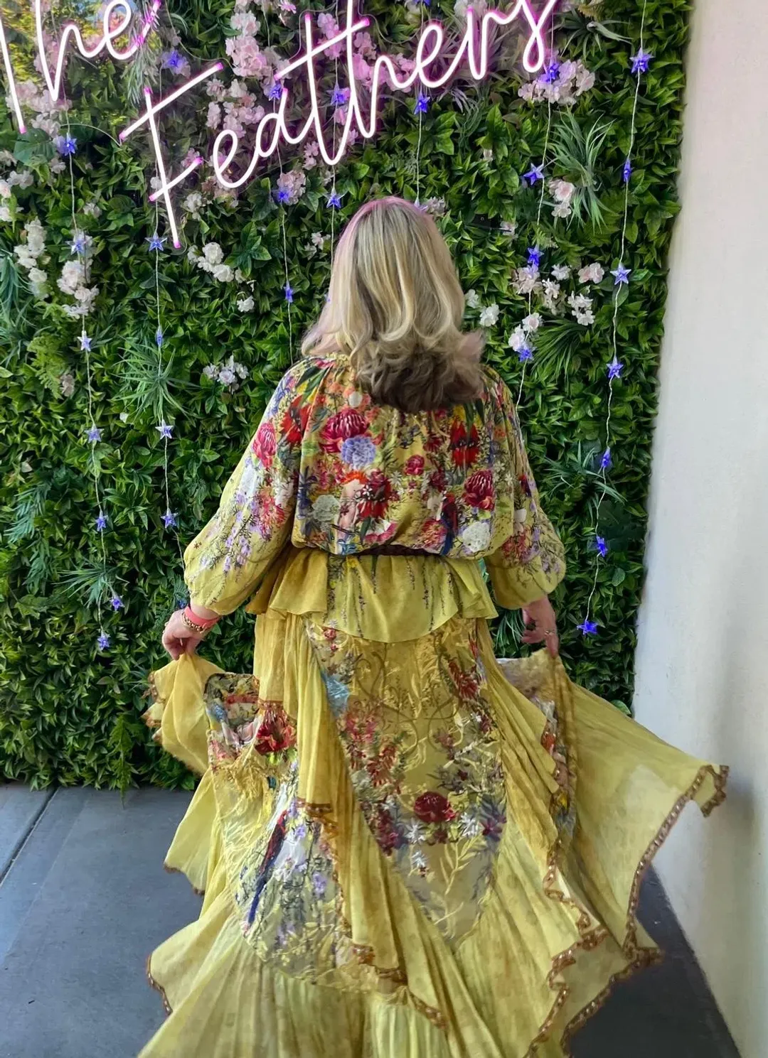 Camilla Among the Gumtrees Off Shoulder Halter Top and Maxi Skirt With Double Frill Set Print Size L  for rent on The Volte - main image