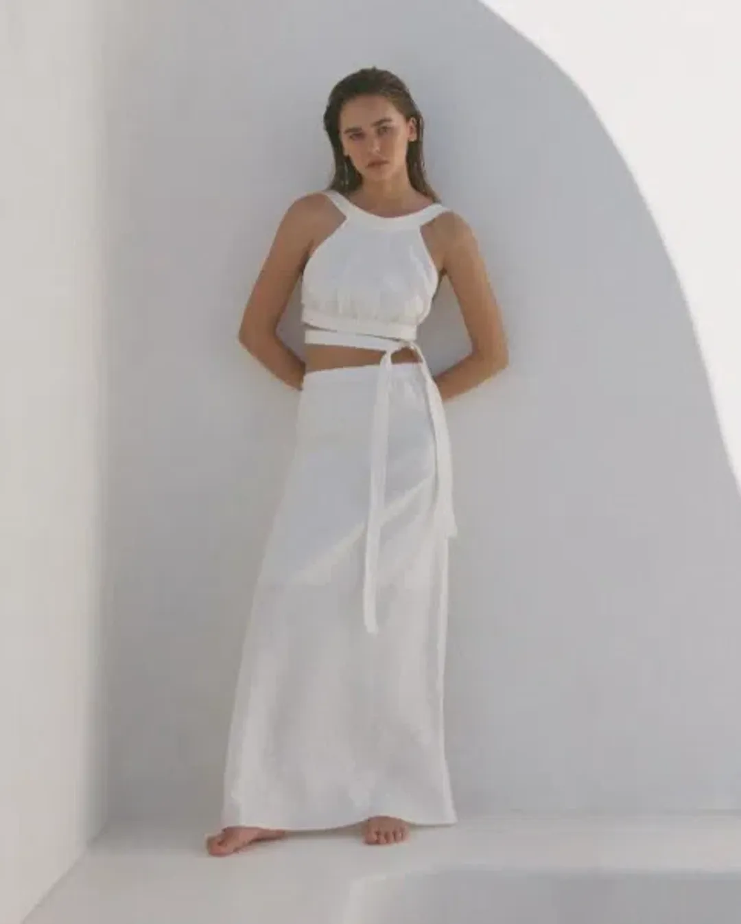 Ambrose Open Back Gown Ivory  for rent on The Volte - main image