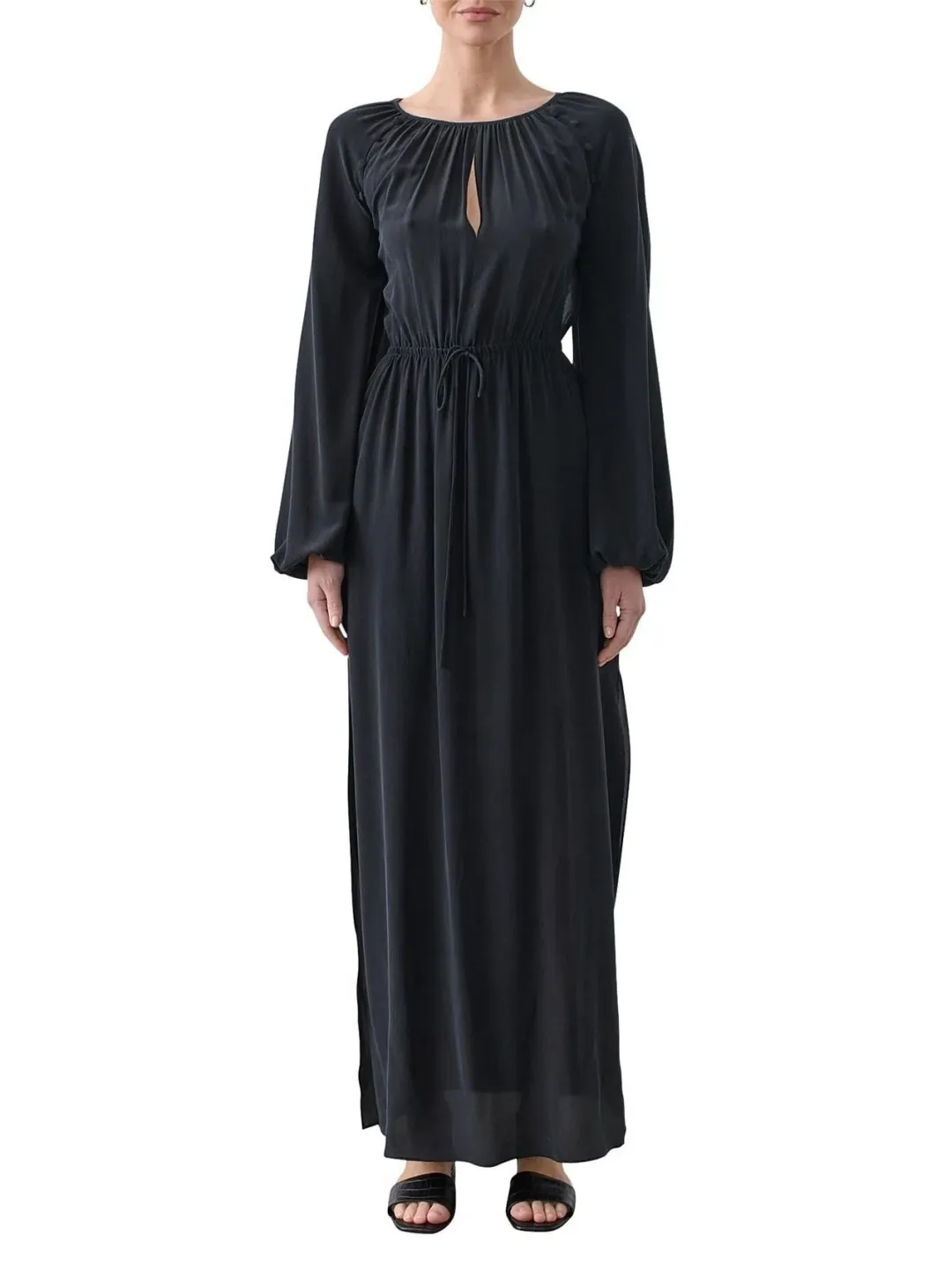 Joslin Lois Silk Maxi Dress in Sandwash Black for rent on The Volte - main image