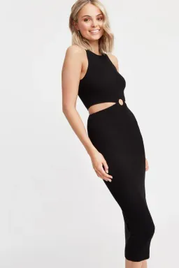 Kookai Lola Cut Out Midi Dress Black Size 2 for rent on The Volte - image 2