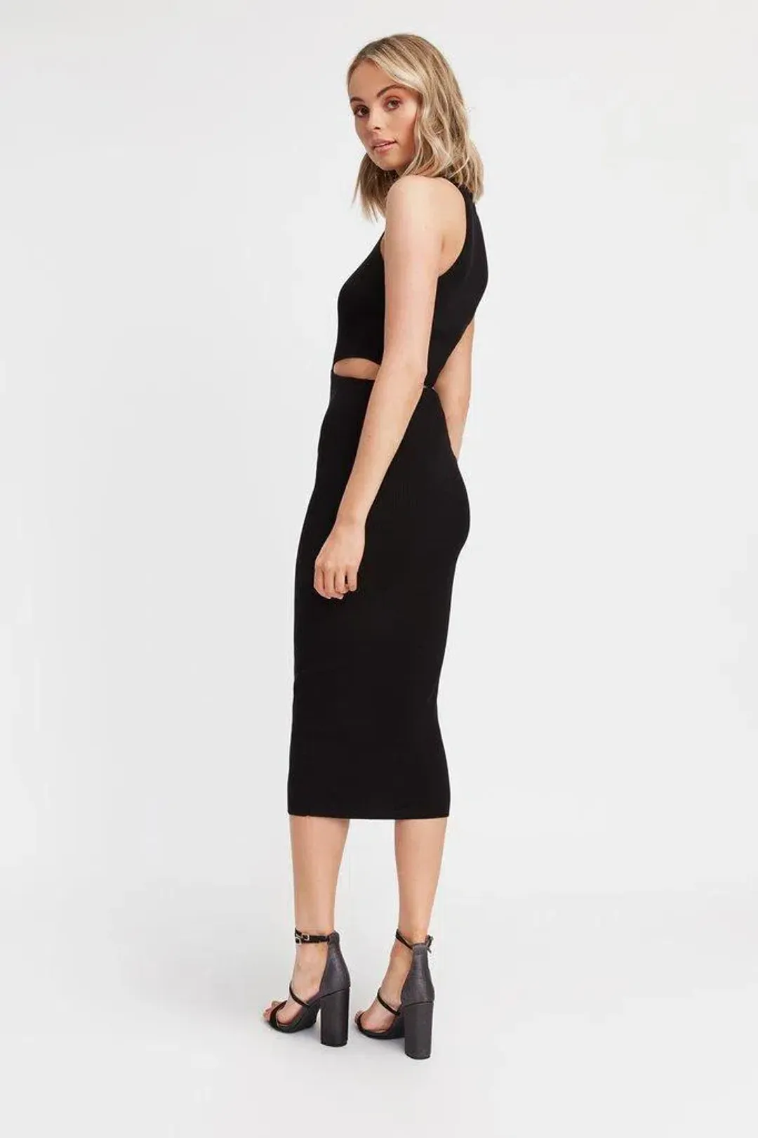 Kookai Lola Cut Out Midi Dress Black Size 2 for rent on The Volte - main image