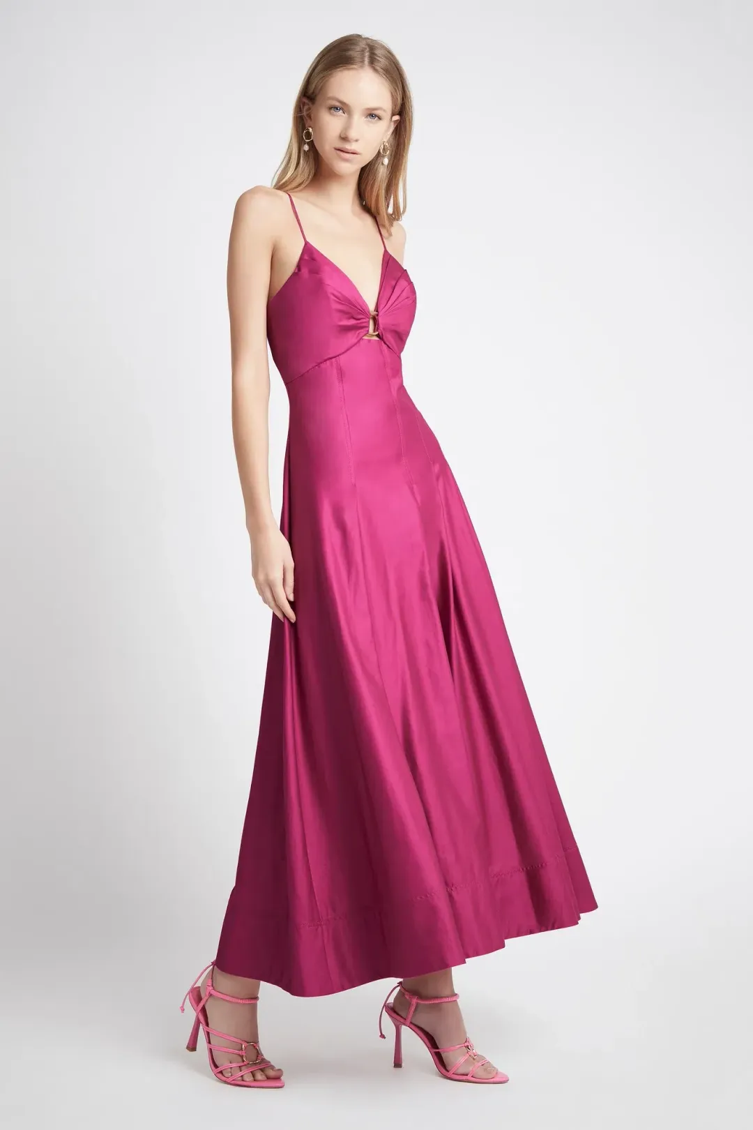 Aje Solstice Strappy Ring Midi Dress Pink Size 8 for rent on The Volte - main image