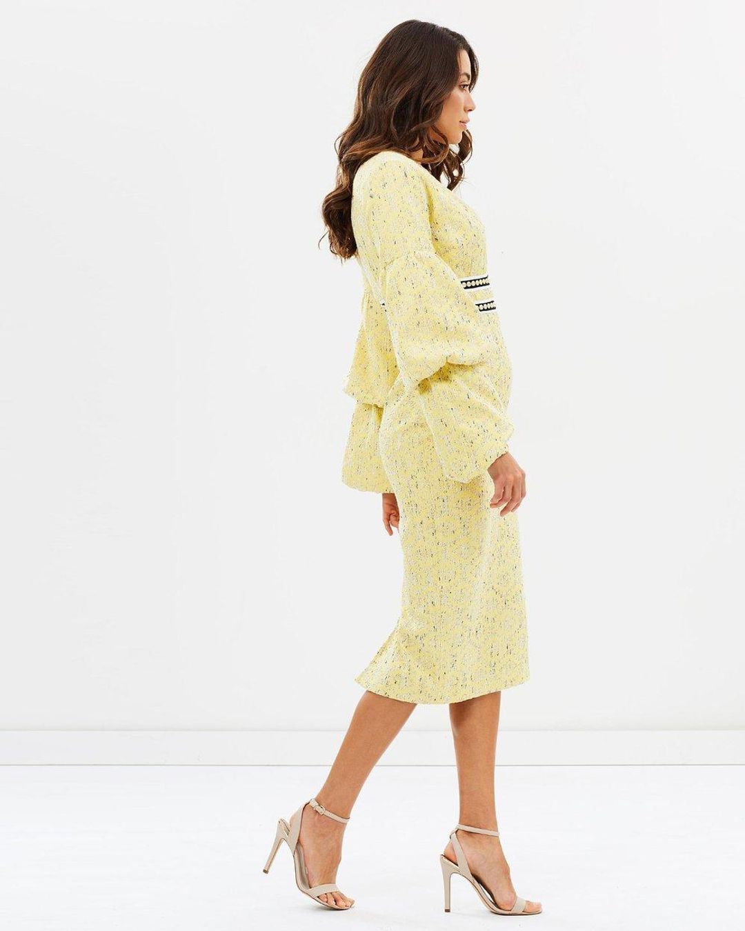 Asilio The Other Woman Midi Dress Yellow Size 10 for rent on The Volte - main image