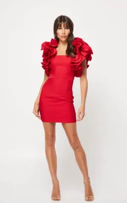 Mossman Raw Vision Mini Dress Red Size 12 for rent on The Volte - image 1