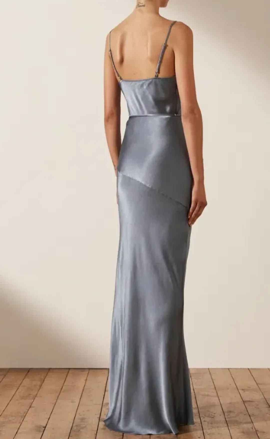 LA LUNE BIAS COWL MAXI DRESS - BLUE SMOKE for rent on The Volte - main image