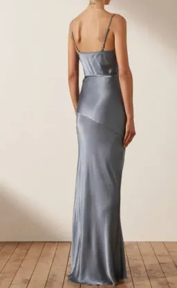 LA LUNE BIAS COWL MAXI DRESS - BLUE SMOKE for rent on The Volte - image 2